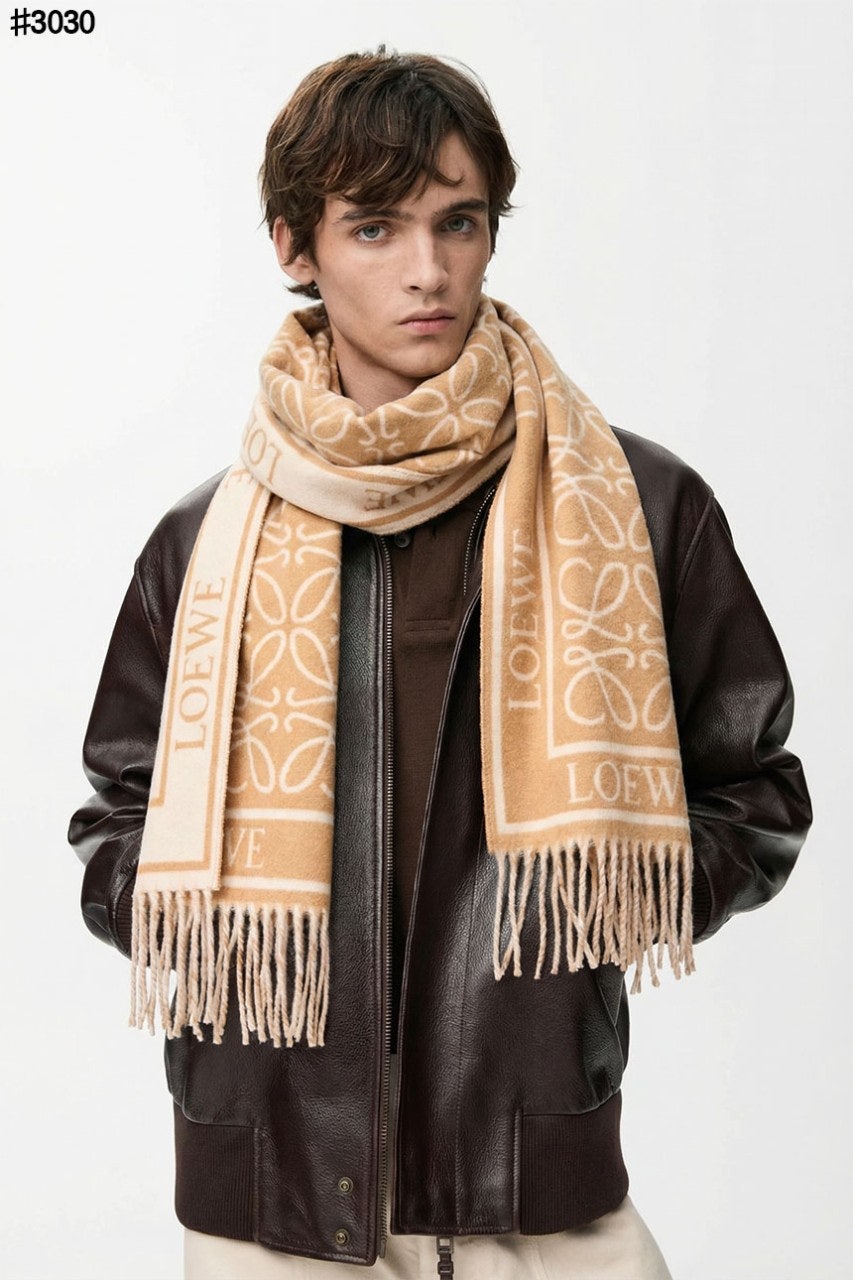 로에베 아나그램 울 자카드 태슬 숄 머플러 - 3 Color