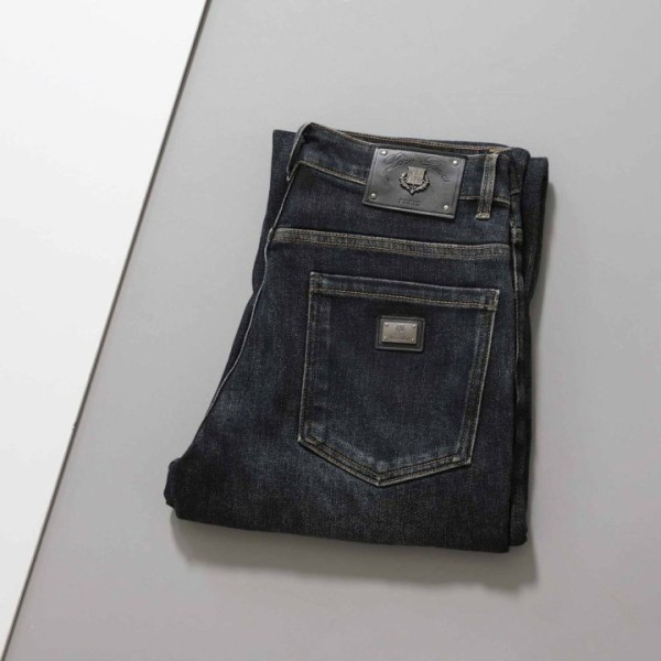 로로피아나 로고 레터링 기모 스판 데님 팬츠-레플리카 사이트 쇼핑몰