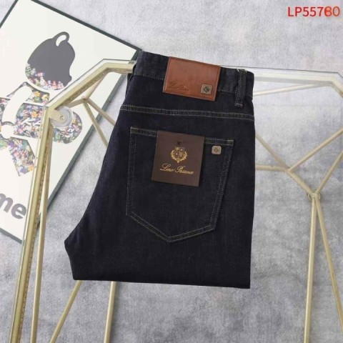 로로피아나 스트레이트 로고 패치 스판 데님 팬츠