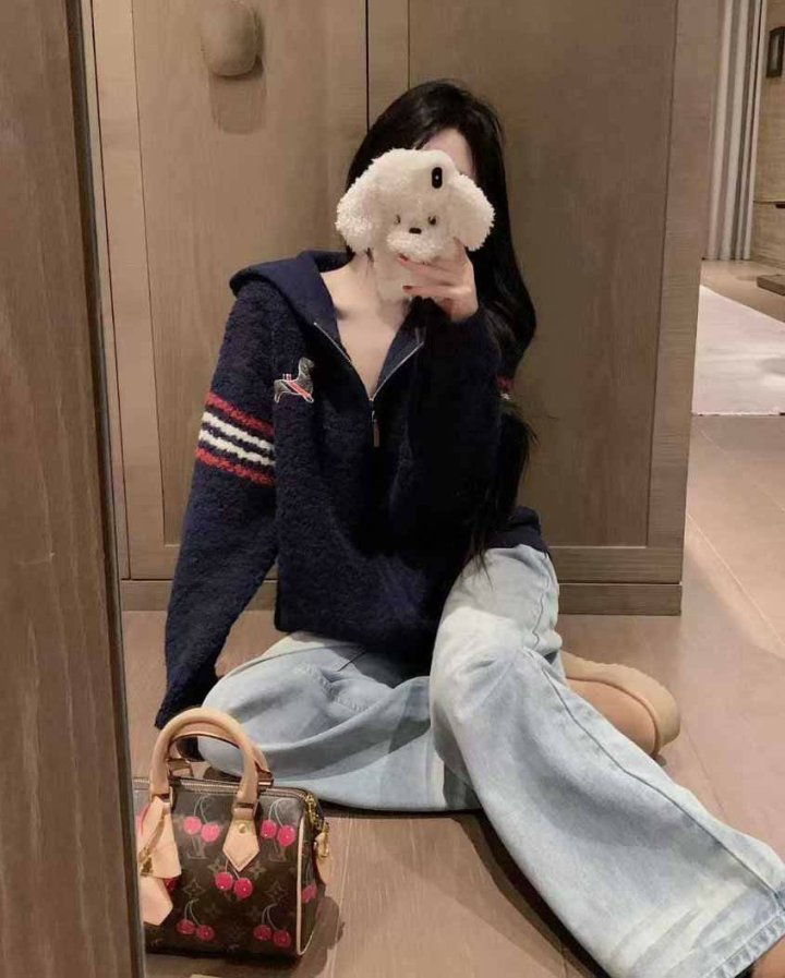 톰브라운 여성 모던 클래식 도그 후드 셰르파 자켓 - 2 Color