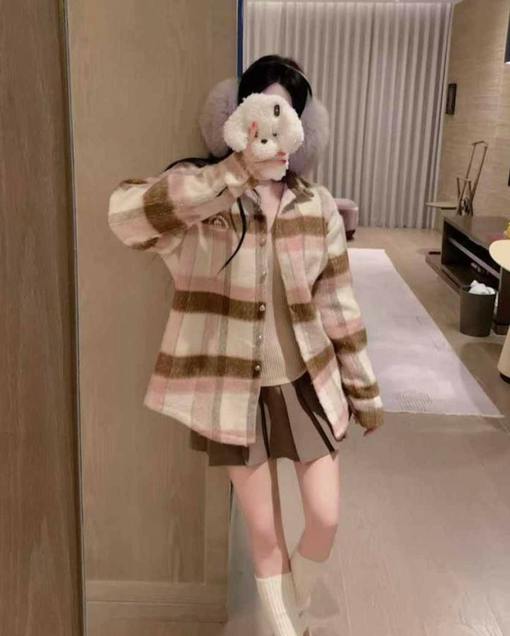 크롬하츠 여성 체크 모헤어 울 오버사이즈 퀼팅 셔츠 자켓 - 2 Color