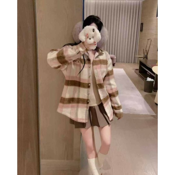 크롬하츠 여성 체크 모헤어 울 오버사이즈 퀼팅 셔츠 자켓 - 2 Color-레플리카 사이트 쇼핑몰