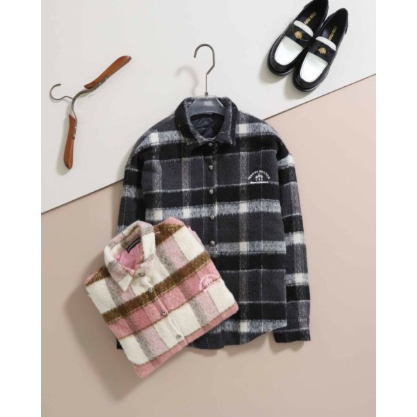 크롬하츠 여성 체크 모헤어 울 오버사이즈 퀼팅 셔츠 자켓 - 2 Color-레플리카 사이트 쇼핑몰