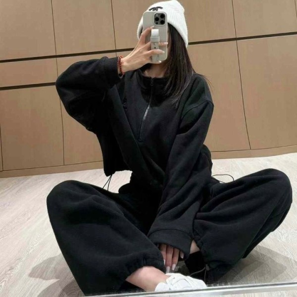 발렌시아가 여성 로고 오버 핏 플리스 반집업 트레이닝 세트 - 2 Color-레플리카 사이트 쇼핑몰