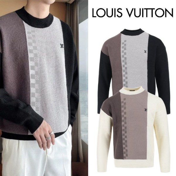 루이비통 스틸로고 다미에 배색 램스울 니트 (2color)-레플리카 사이트 쇼핑몰