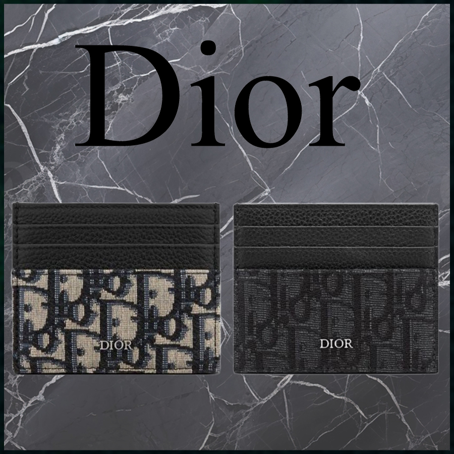 디올 오블리크 자카드 그레인 카프레더 카드지갑 - 2 Color