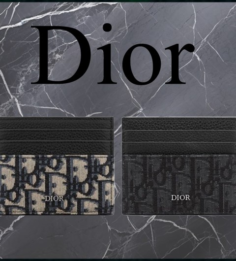 디올 오블리크 자카드 그레인 카프레더 카드지갑 - 2 Color