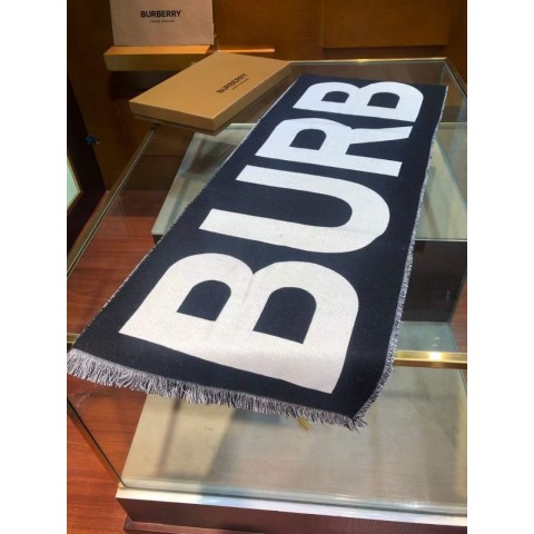 버버리 레터링 양면 실크 머플러