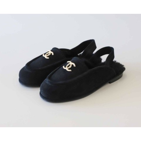 샤넬 스웨이드 시어링 슬리퍼 뮬