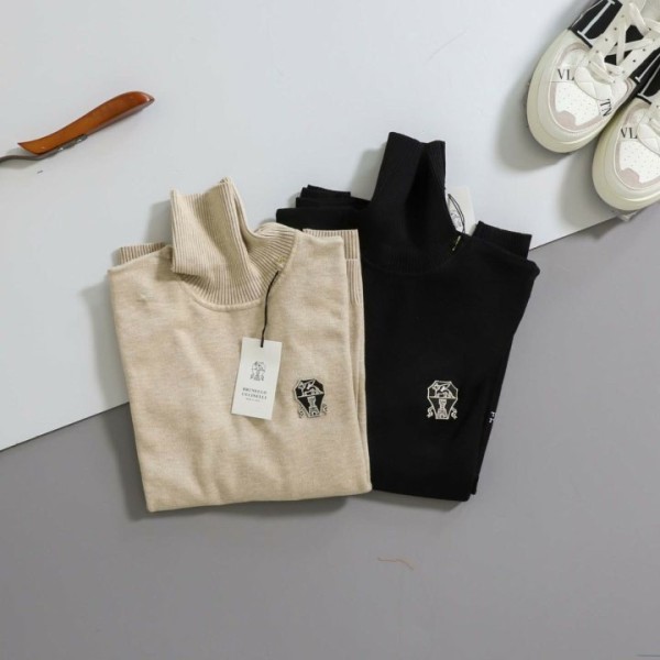 브루넬로 쿠치넬리 클래식 로고 터틀넥 스웨터 - 2 Color-레플리카 사이트 쇼핑몰