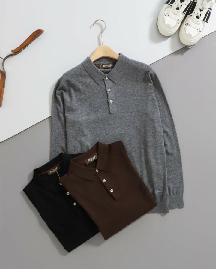 로로피아나 버튼 플래킷 카라 니트 - 3 Color