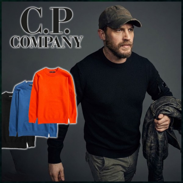 CP 컴퍼니 로고 패치 크루넥 코튼 니트 스웨터 - 3 Color-레플리카 사이트 쇼핑몰