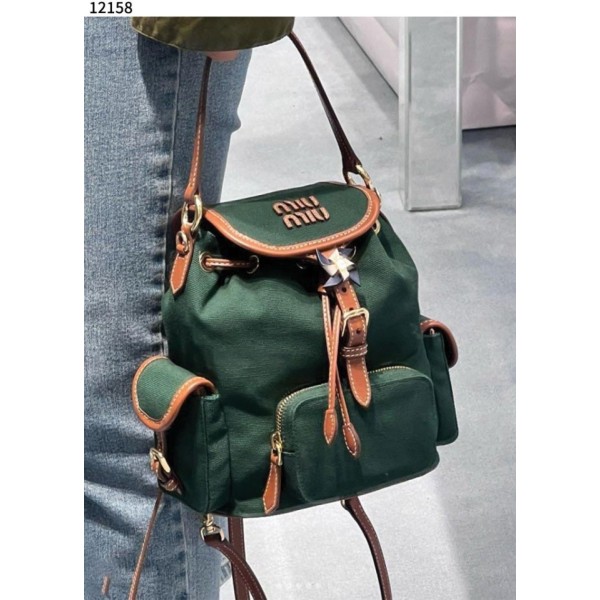 미우미우 캔버스 및 가죽 백팩 - 그린-레플리카 사이트 쇼핑몰