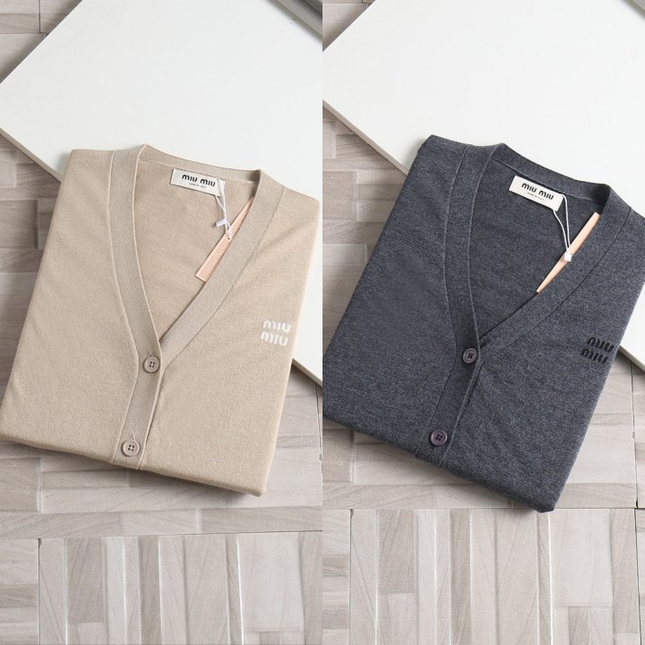 미우미우 여성 자수 울 가디건 - 2 Color