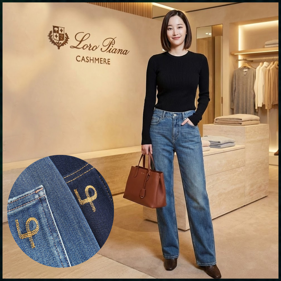 로로피아나 여성 LP자수 스판 데님진 - 2 Color