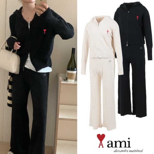 아미 후드 집업 니트 셋업 -여성용- (2color)-레플리카 사이트 쇼핑몰