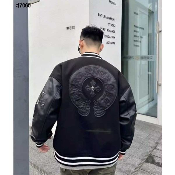 크롬하츠 크로스 레더 홀스슈 바시티 자켓-레플리카 사이트 쇼핑몰