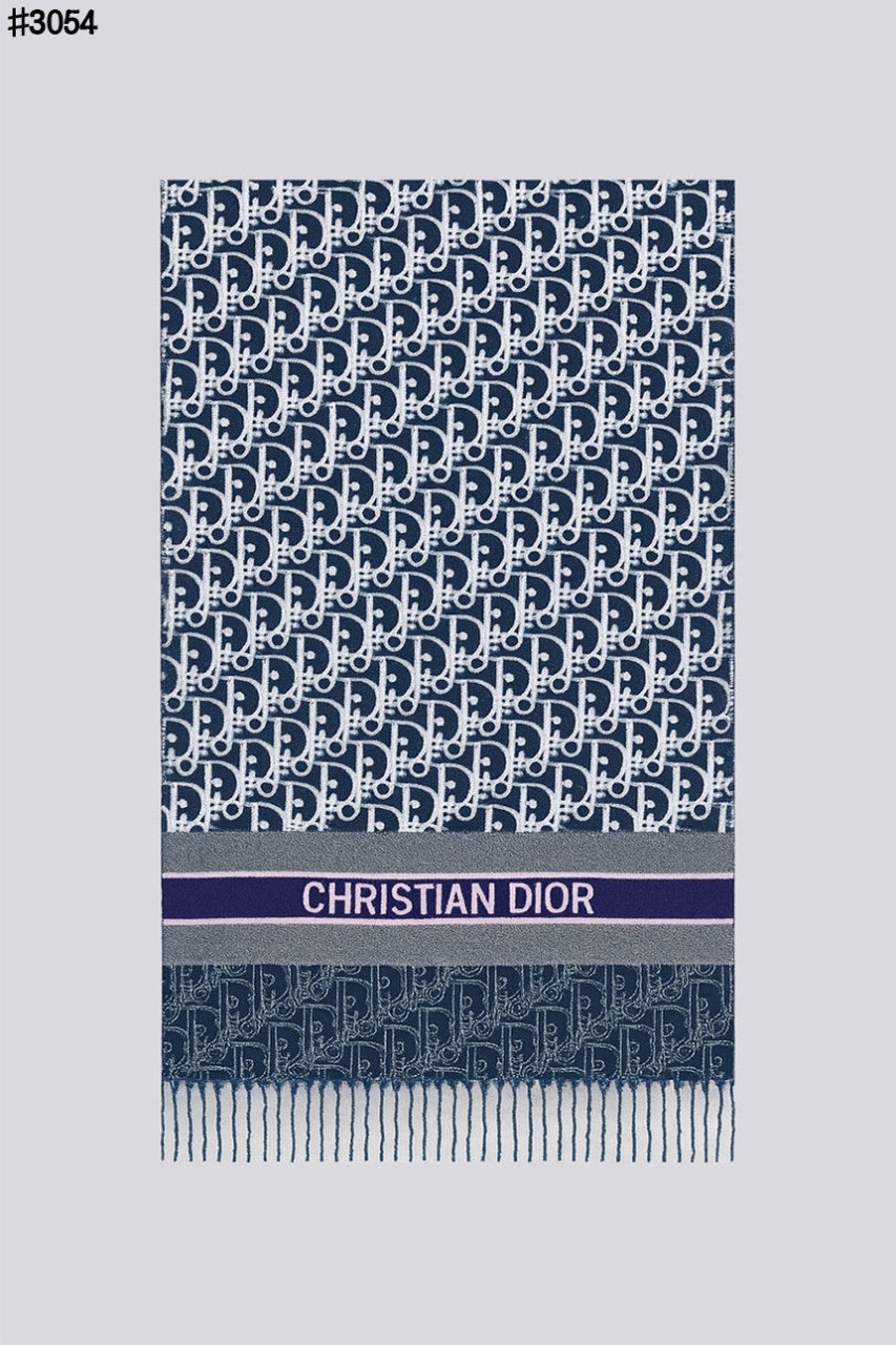 디올 오블리크 믹스 울 자카드 태슬 숄 머플러