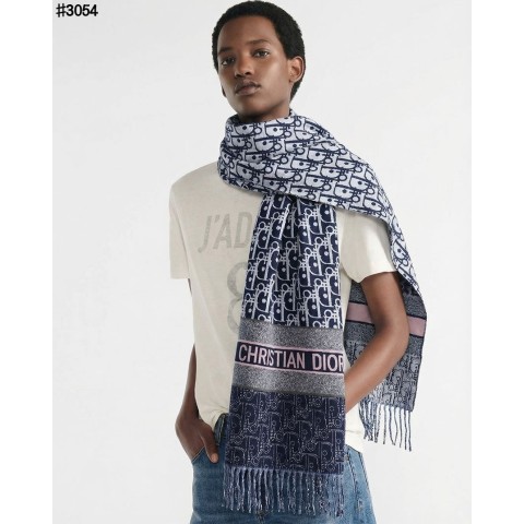 디올 오블리크 믹스 울 자카드 태슬 숄 머플러