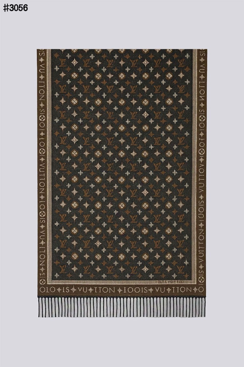 루이비통 올 어바웃 모노그램 울 자카드 태슬 숄 머플러