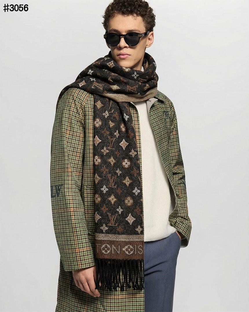 루이비통 올 어바웃 모노그램 울 자카드 태슬 숄 머플러