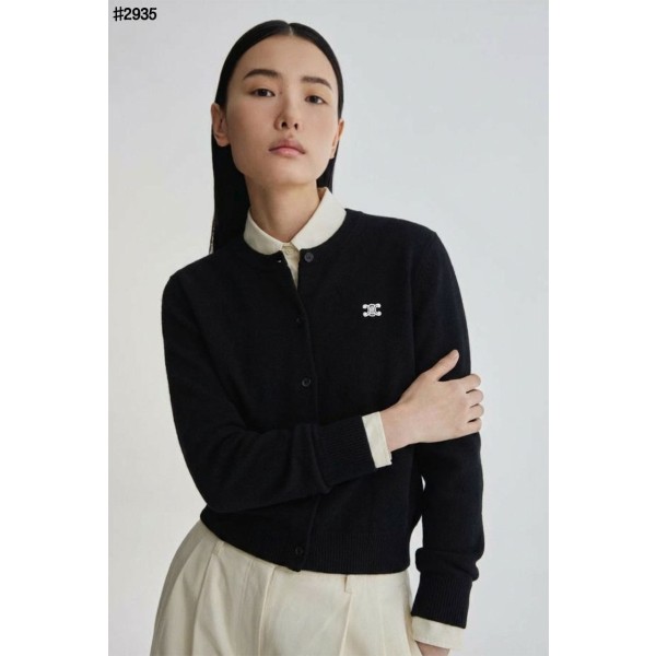 셀린느 여성 트리옹프 자수 로고 라운드넥 니트 가디건-레플리카 사이트 쇼핑몰