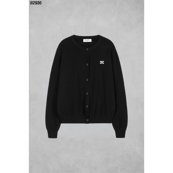 셀린느 여성 트리옹프 자수 로고 라운드넥 니트 가디건-레플리카 사이트 쇼핑몰