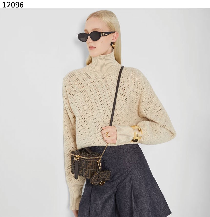 펜디 배니티 토바코 브라운 FF 자카드 패브릭 미니 백