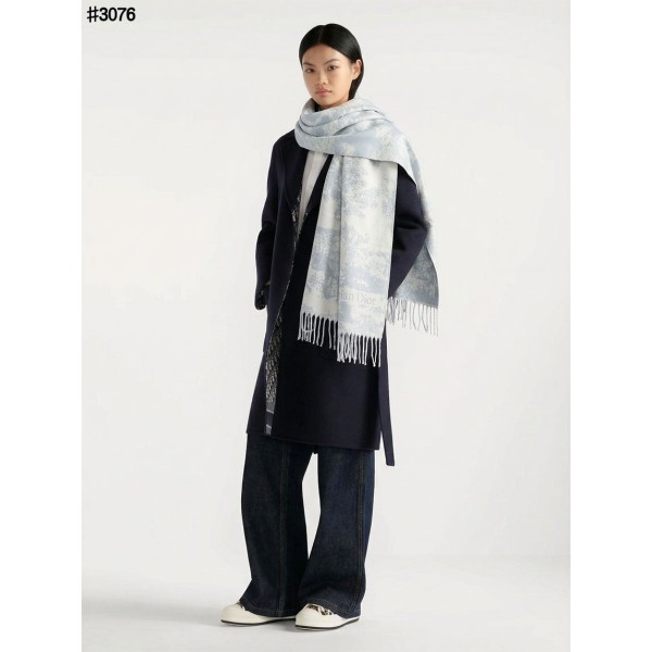 크리스찬 디올 Toile De Jouy Sauvage 울 자카드 태슬 숄 머플러 - 2 Color-레플리카 사이트 쇼핑몰