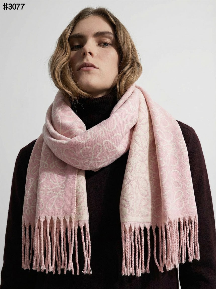 로에베 아나그램 클래식 울 자카드 태슬 숄 머플러 - 2 Color