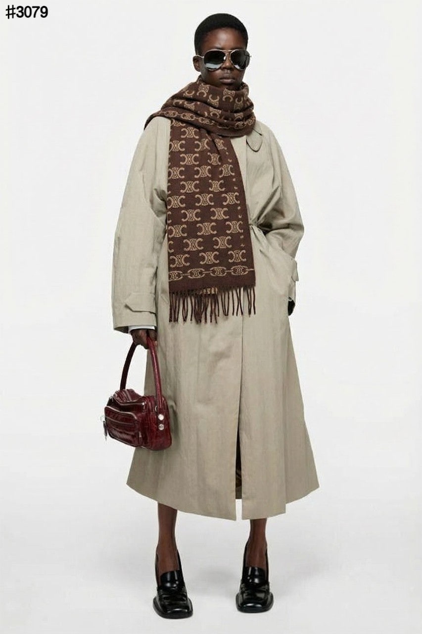 셀린느 링크 트리옹프 울 자카드 태슬 숄 머플러 - 2 Color