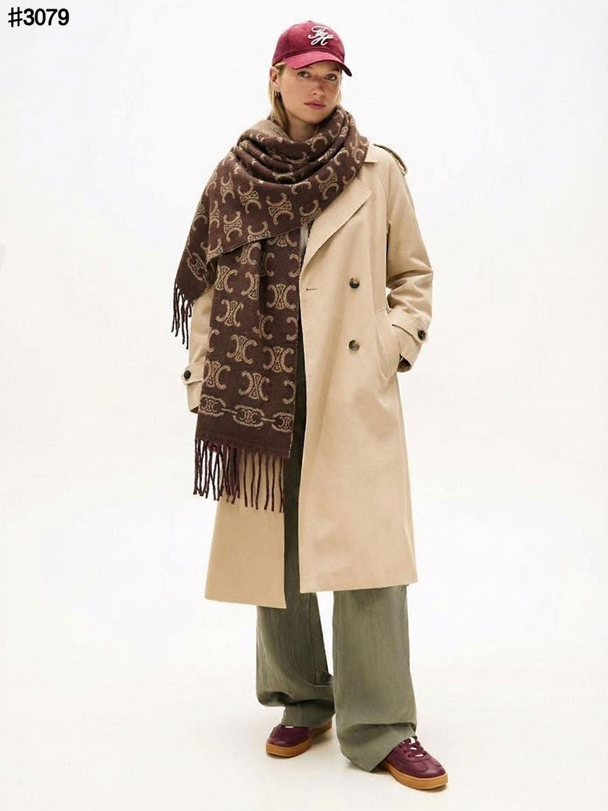 셀린느 링크 트리옹프 울 자카드 태슬 숄 머플러 - 2 Color