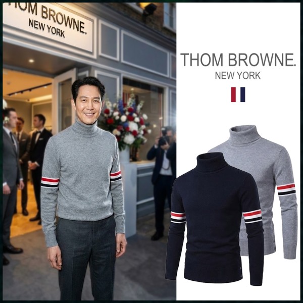 톰브라운 RWB 암 밴드 져지 스티치 터틀넥 스웨터 니트 - 2 Color-레플리카 사이트 쇼핑몰