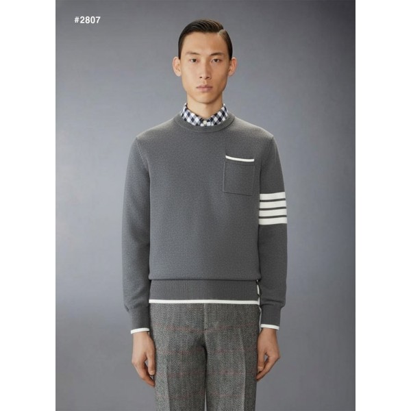 톰브라운 밀라노 사선완장 포켓 라운드 니트 - 2 Color-레플리카 사이트 쇼핑몰