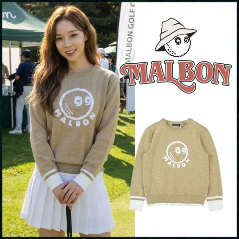 말본 여성 버킷 포인트 라운드 스웨터 니트