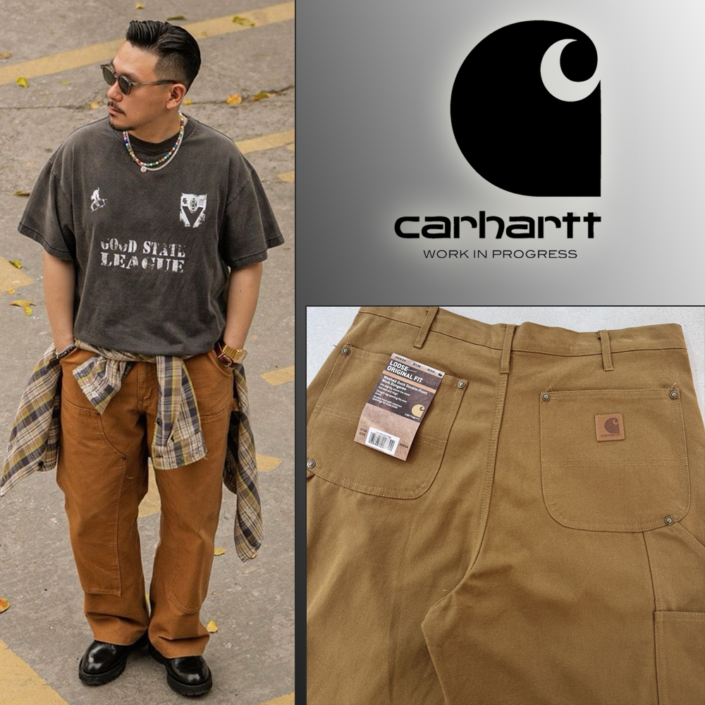 칼하트 WIP 캔버스 더블 니 팬츠 -해밀턴 브라운-