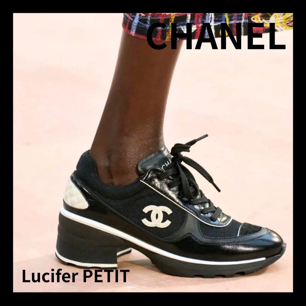 샤넬 믹스드 파이버 샤이니 카프스킨 & 스웨이드 카프스킨 스니커즈 블랙 (국내당일배송)