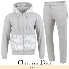 디올 오블리크 배색 후드 집업 셋업