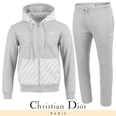 디올 오블리크 배색 후드 집업 셋업