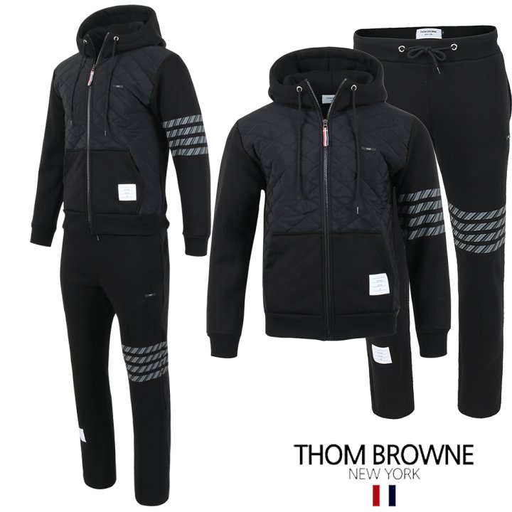 톰브라운 사선 로고 패치 누빔 패딩 셋업