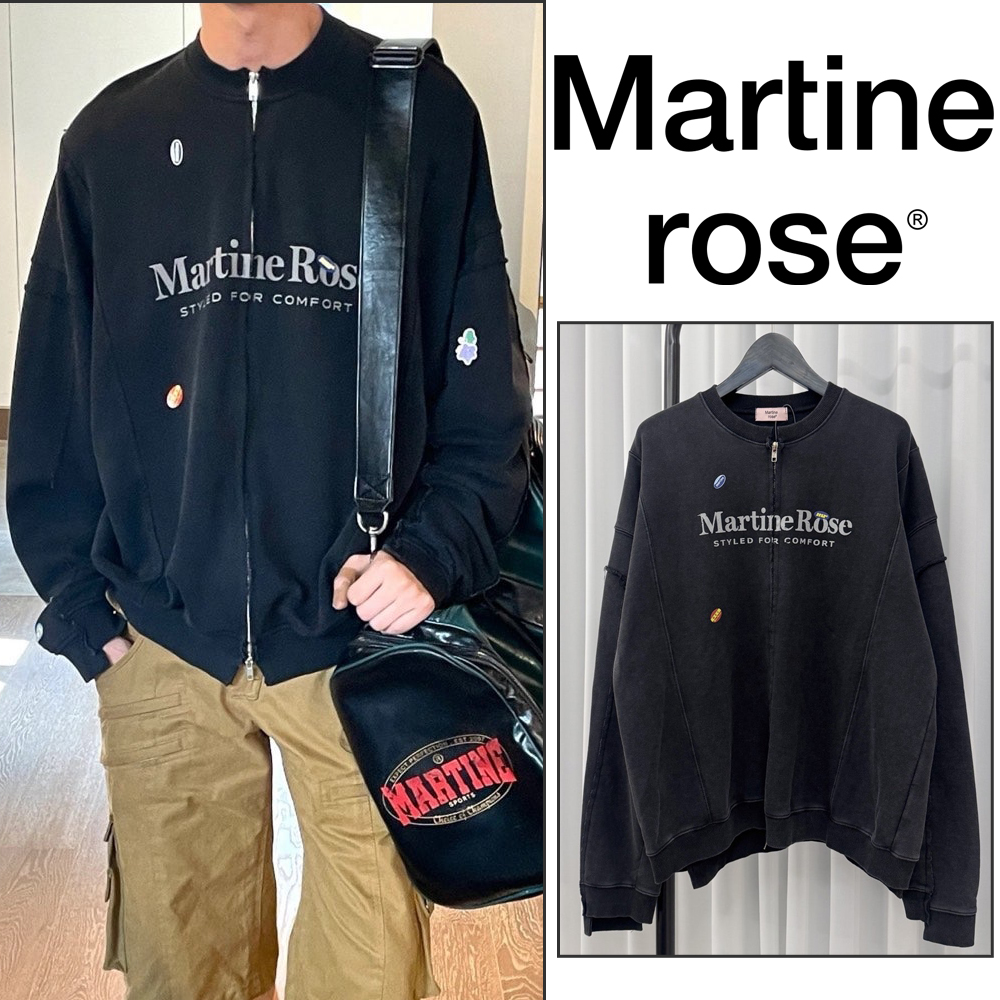 마틴로즈 로고 크루넥 집업