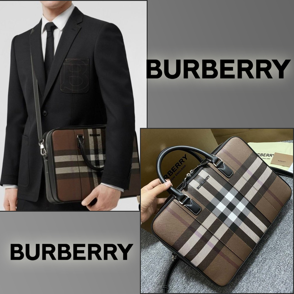 버버리 체크 베이지 서류 가방