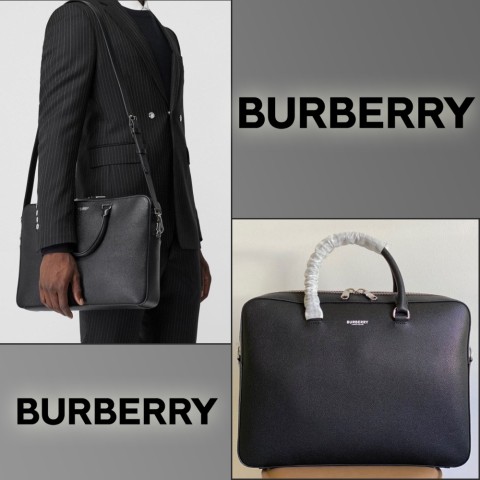 버버리 로고 블랙 레더 서류 가방