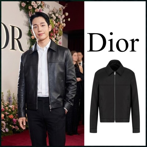 디올 까나쥬 블루종 레더 자켓