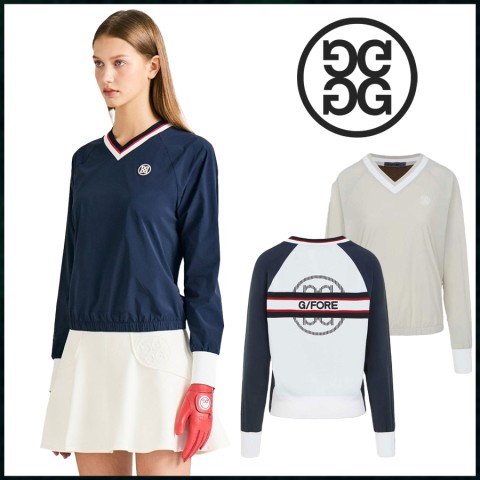 지포어 여성 우븐 니트 하이브리드 V넥 풀오버 - 2 Color