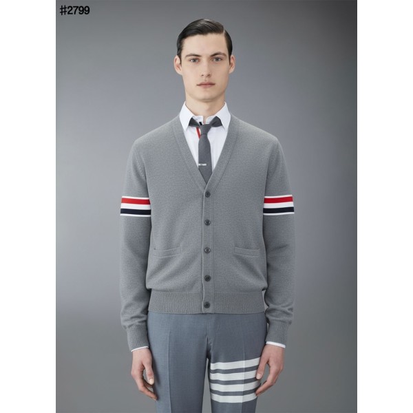 톰브라운 RWB 암밴드 파인 메리노 울 브이넥 가디건 - 2 Color-레플리카 사이트 쇼핑몰