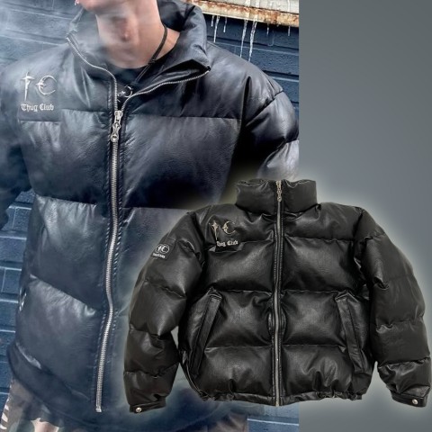 떠그클럽 레더 유광 푸퍼 패딩자켓