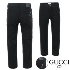 구찌 시그니처 자수 팁 블랙 스트레이트진