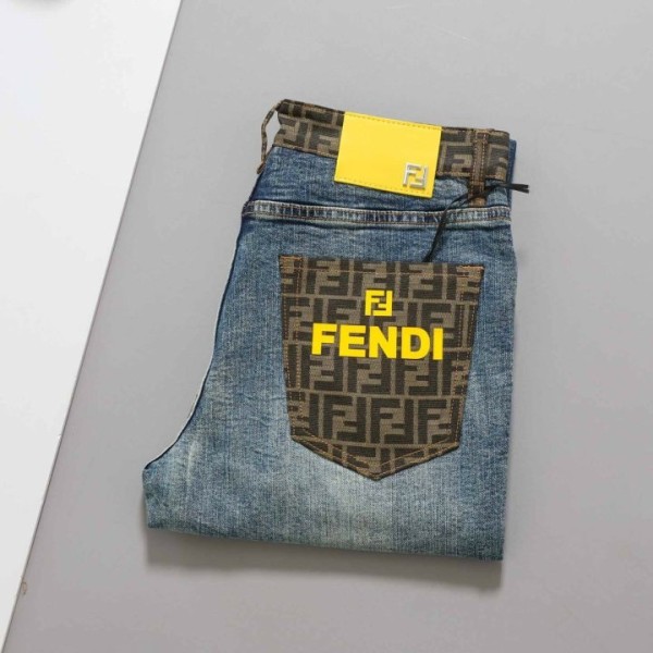 펜디 FF 자가드 패브릭 데님 팬츠-레플리카 사이트 쇼핑몰
