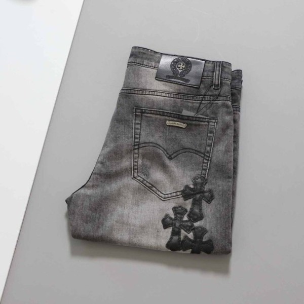 크롬하츠 크로스 레더 와펜 워싱 팬츠-레플리카 사이트 쇼핑몰